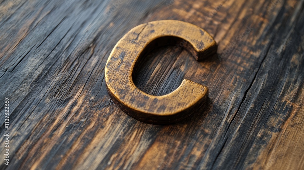 Aufkleber wooden letter c on rustic wooden background symbolizing client communication and branding concepts