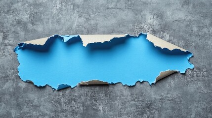 Brand loyalty concept represented by torn blue paper on gray background with copy space for marketing messages or advertisements