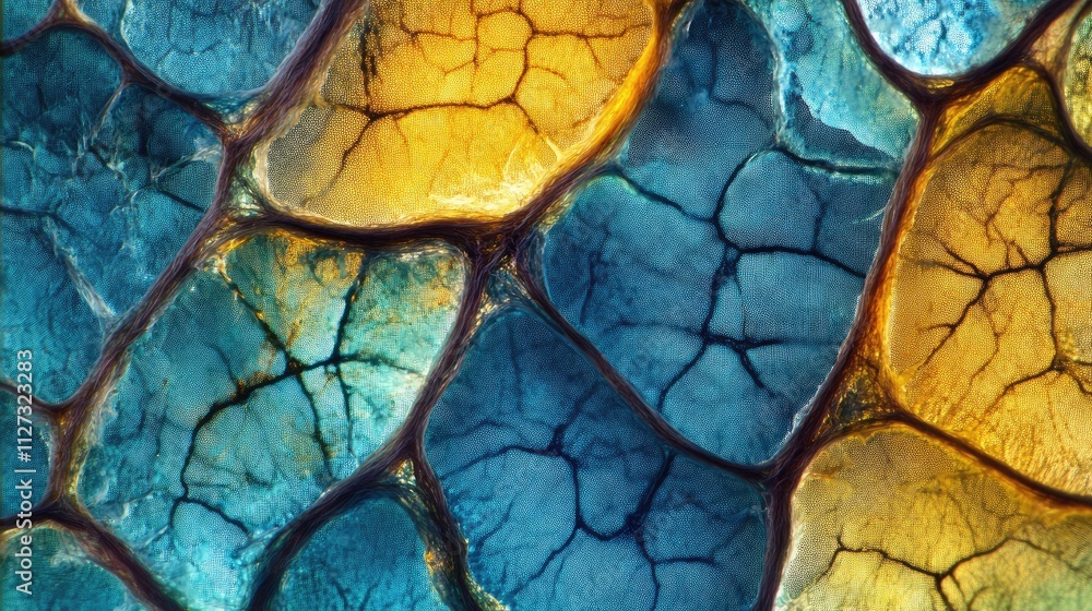 Aufkleber Microscopic view of weevil rye anatomical structure showcasing vibrant cell textures and colors in a nature-inspired abstract science background