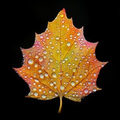 Fototapeta premium Autumn leaf with water droplets.