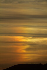 Blurry background of red sunset sky. Dramatic sky with colorful cloud background. Red burning sunset sky. Copy space.
