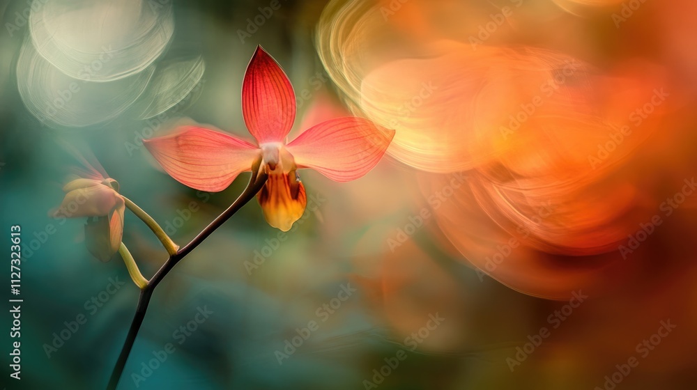 Aufkleber vibrant aranda orchid bloom with soft focus background and ethereal bokeh effects in botanical exhib