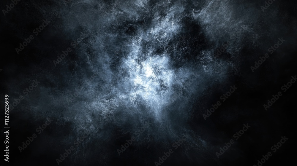 Poster Dark moody abstract background featuring swirling mist and shadowy textures for use in design and visual art projects.