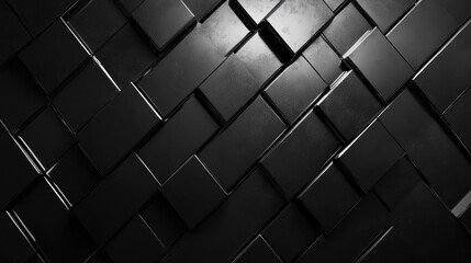 Abstract black textured background with geometric shapes creating a modern and stylish design element for graphic projects and presentations.
