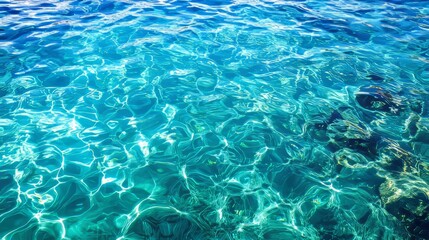 Fototapeta premium A stunning capture of clear blue water splashing, showcasing the beauty and vitality of moving water droplets. Perfect for advertisements and publications related to nature and purity.