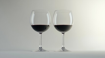 Elegant glasses filled with rich red wine against a minimalist background showcasing sophistication and enjoyment of fine wine tasting.