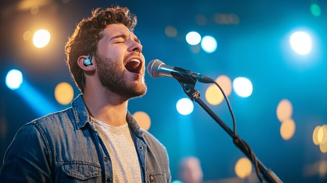 Male singer performing live concert