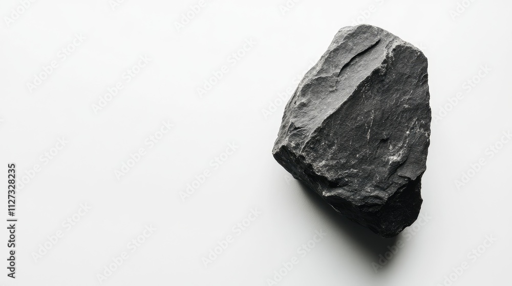 Poster natural stone fragment isolated on a clean white background showcasing texture and color details for