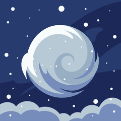  A magical winter atmosphere is created by swirling flakes and ethereal bokeh effects created by mesmerizing snowfall illuminated against a dark background