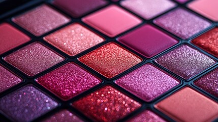 Exploration of Vibrant Hues and Textures in a Beautifully Arranged Makeup Palette Design