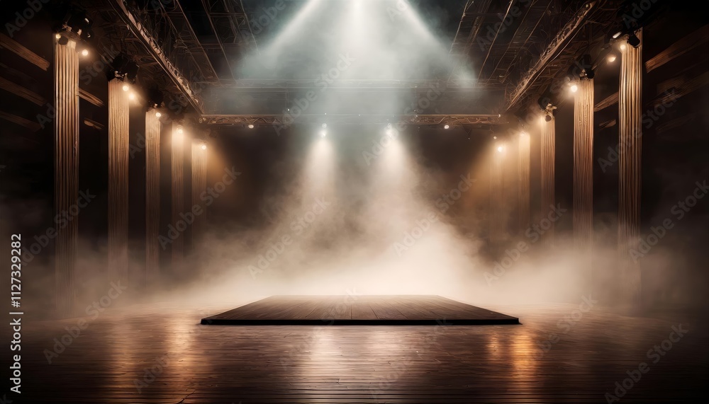Poster immerse yourself in an ethereal world a dark stage transformed with mist, fog, and brow a captivatin