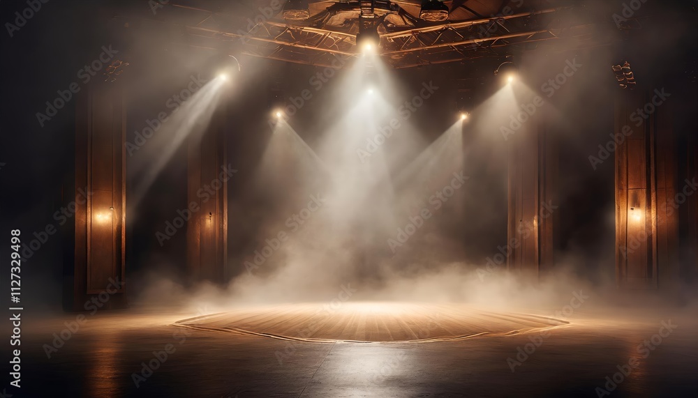 Poster immerse yourself in an ethereal world a dark stage transformed with enigmatic mist, fog, and brow a 