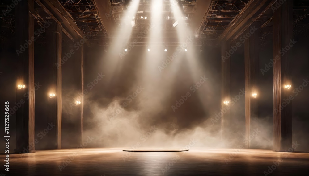 Poster immerse yourself in an ethereal world a dark stage transformed with mist, fog, and brow an enchantin