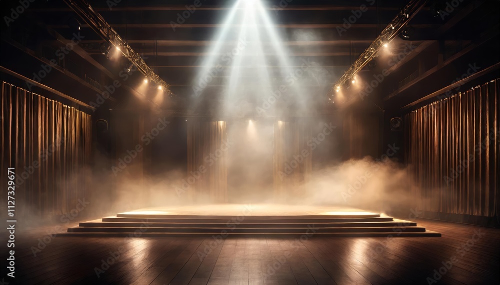 Poster immerse yourself in an ethereal world a captivating journey through a dark stage transformed by enig