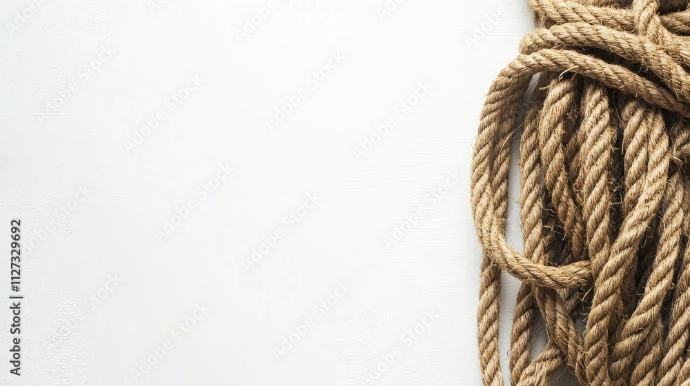 Poster natural hemp rope texture isolated on white background for rustic or eco-friendly design concepts an