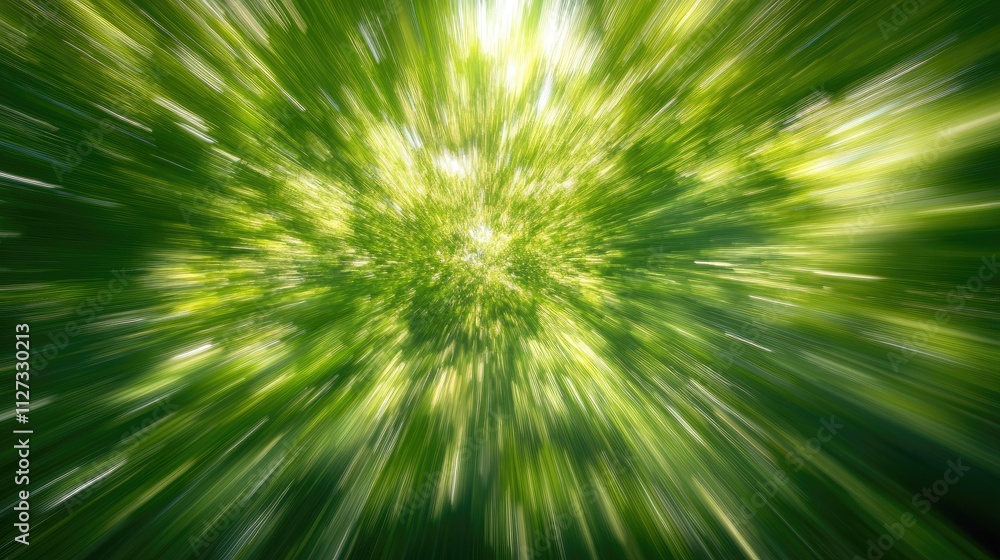 Poster enlivening green abstract background with a blurred effect conveying nature's tranquility and vibran