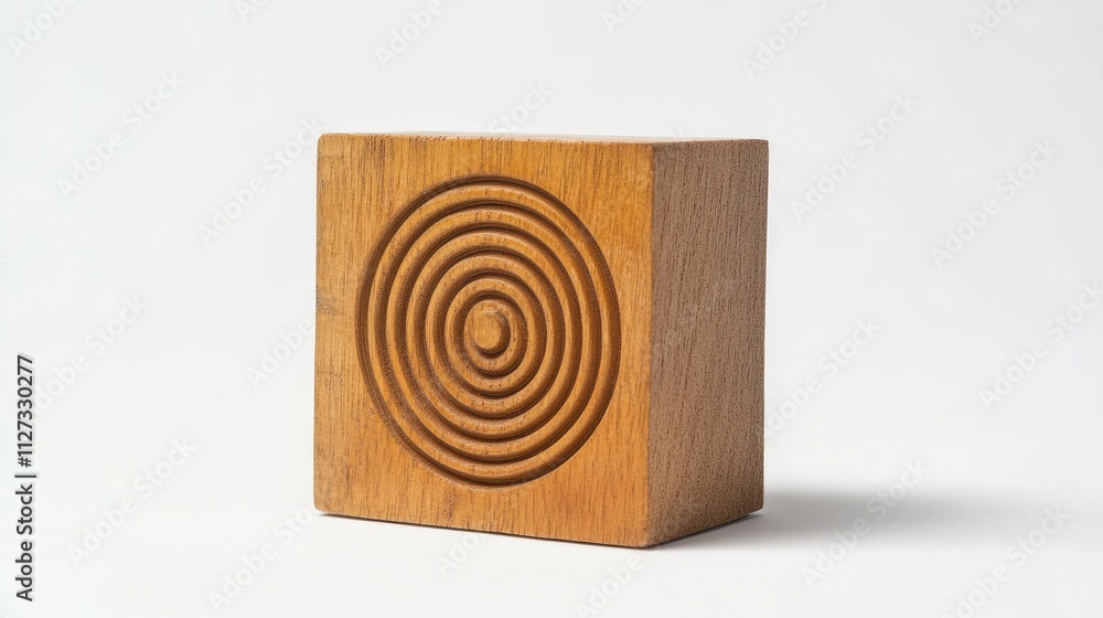 Poster wooden block with target icon design symbolizing business goals and objectives on a clean white back