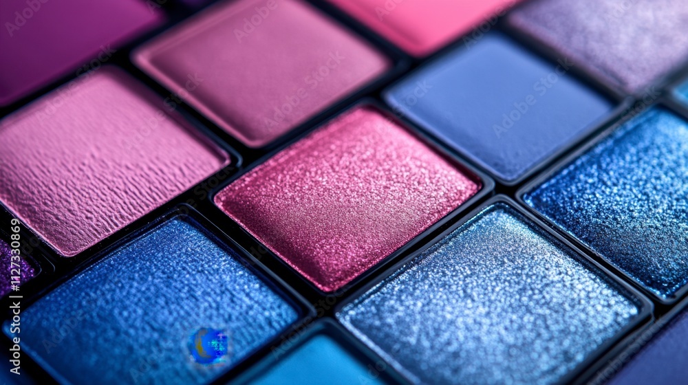 Poster vibrant array of colorful eyeshadow shades arranged in an artistic palette design