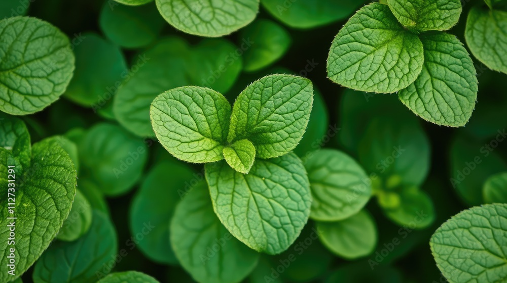 Poster lush green leaf texture with vibrant details creating a fresh and rejuvenating natural background sc