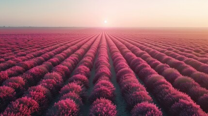 Fototapeta premium Endless lavender fields under a bright blue sky creating a serene and picturesque landscape