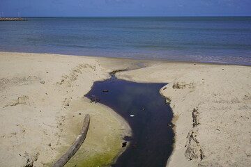 Untreated sewage flows into the Atlantic Ocean at Mirelles Beach. Fortaleza - Ceará, Brazil.