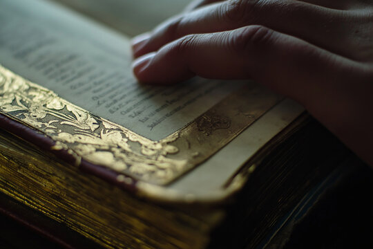 Presidential Inauguration Hand on Bible Warm Solemn Lighting