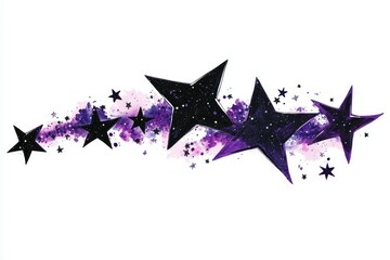 cluster design of black and purple stars in a line