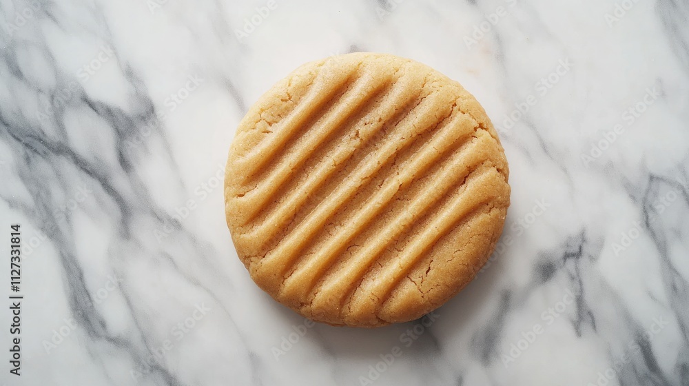 Poster peanut butter cookie close up on marble background showcasing texture and form imprint perfect for b
