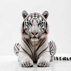 Obraz premium legant White Bengal Tiger Resting on Clean Surface