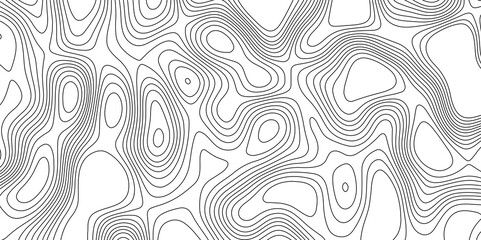 Lines topographic geographic mountain relief contour map seamless pattern vector illustration, black lines on white background abstract map relief land outline monochrome image cartography background.