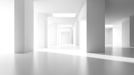 White room interior with empty walls and bright natural light ideal for apartment renovation or modern architectural design concepts.