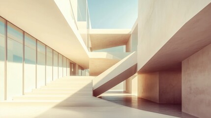 Contemporary architectural interior showcasing sleek lines and natural light in a minimalist building design