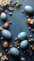 Obraz premium Easter background with Easter eggs, Easter decor.