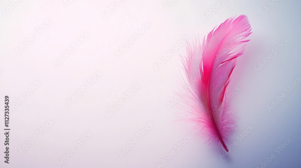Poster delicate pink feather isolated on a clean white background showcasing softness and simplicity for cr
