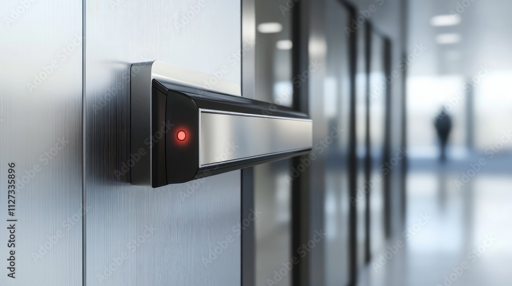 Poster modern electronic access control device for secure entry in a contemporary office environment with b