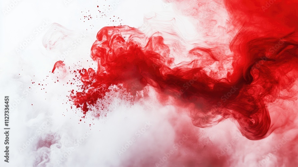 Aufkleber red and white water based paint swirling together creating an abstract artistic background with vibr