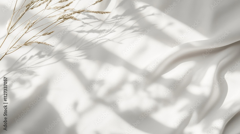 Aufkleber empty white rectangle poster mockup with soft shadows and neutral background featuring delicate plan