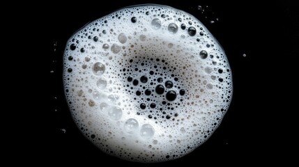 Soap foam bubble isolated on black background showcasing texture and design for product presentation and creative projects