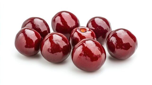 Dried red jujubes arranged on a white background showcasing their glossy texture and vibrant color for food and health-related themes