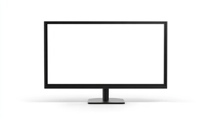 Fototapeta premium Black flat screen monitor with blank white display isolated on clean background for digital mockup and design presentation purposes.