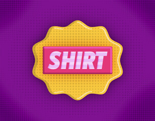 Editable text effect for thrift clothing store with cartoon comic 90's magazine vibe, featuring vintage retro striped halftone design in purple and yellow. Ideal for fashion, t-shirts, posters