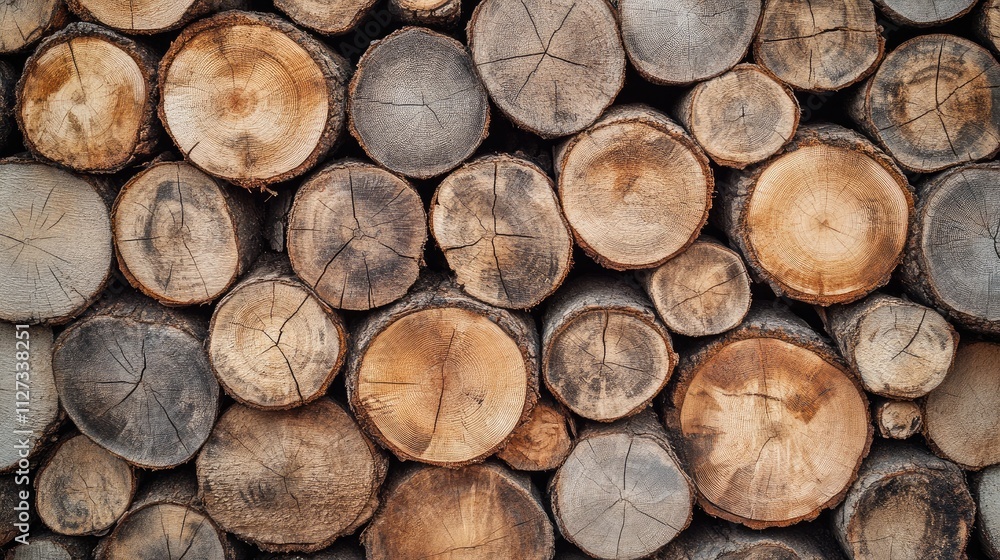 Aufkleber wooden log wall texture with cross-sections in a rustic backdrop ideal for natural themed designs an