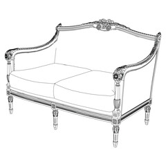 Vintage sofa vector set. Baroque and classic style sketches for luxurious home interiors. Ideal for traditional furniture enthusiasts.