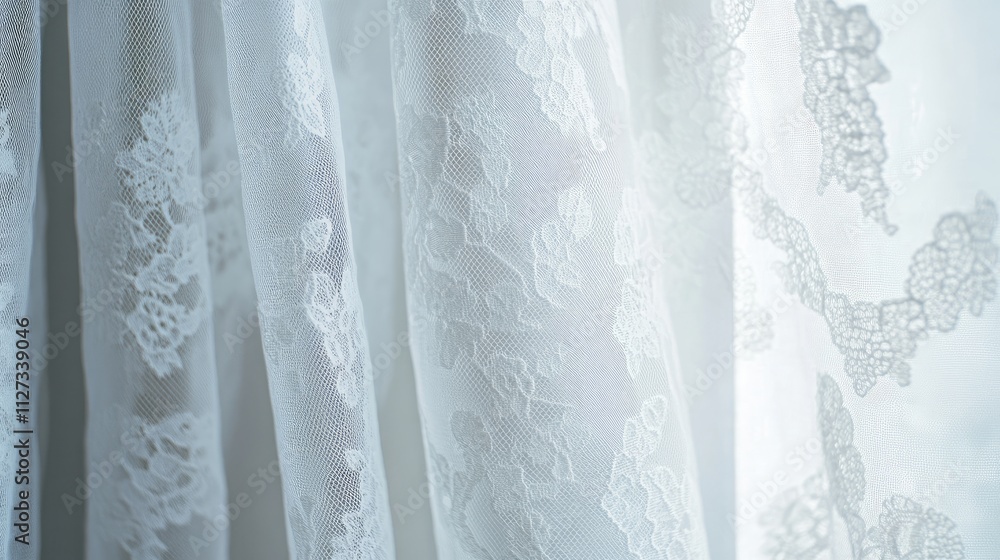 Aufkleber delicate lace curtains with intricate patterns softly draping on a textured window creating an elega