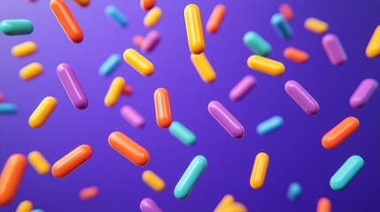 Vibrant neon confetti celebration against a purple backdrop for festive design and party themes