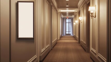 Fototapeta premium Blank frame on hallway wall.