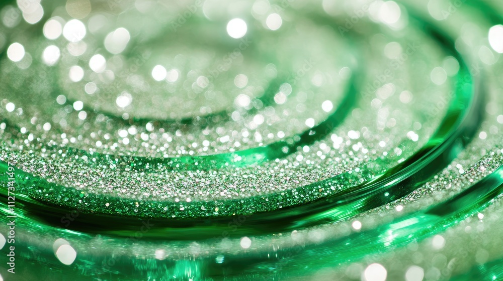 Poster green glitter bokeh swirl texture bright shimmering circular glow abstract background for elegant de