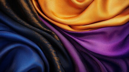Fototapeta premium A diverse assortment of raw textiles including silk and wool, displayed in an arrangement that emphasizes texture and color.