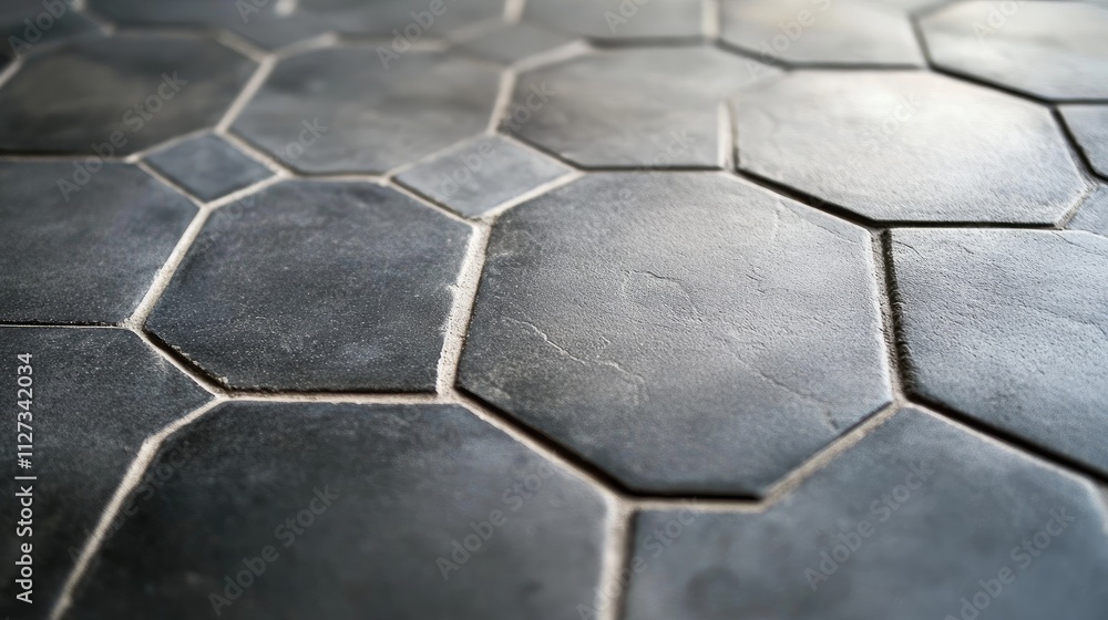 Poster hexagonal patterned tiles in dark tones showcasing texture and geometric design ideal for modern int