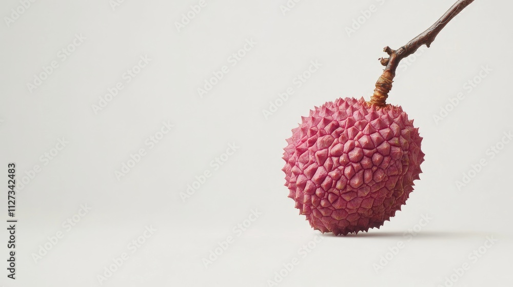 Poster fresh lychee fruit on a white background highlighting its unique texture and vibrant color with a na